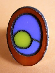 ring, geel, blauw, oranje, 22 x 32 mm